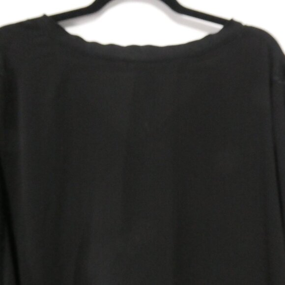 LOVE & LEGEND | size 16 | Black Long Sleeve V-NECK Blouse | Full Lace Arm Strips - Picture 10 of 14